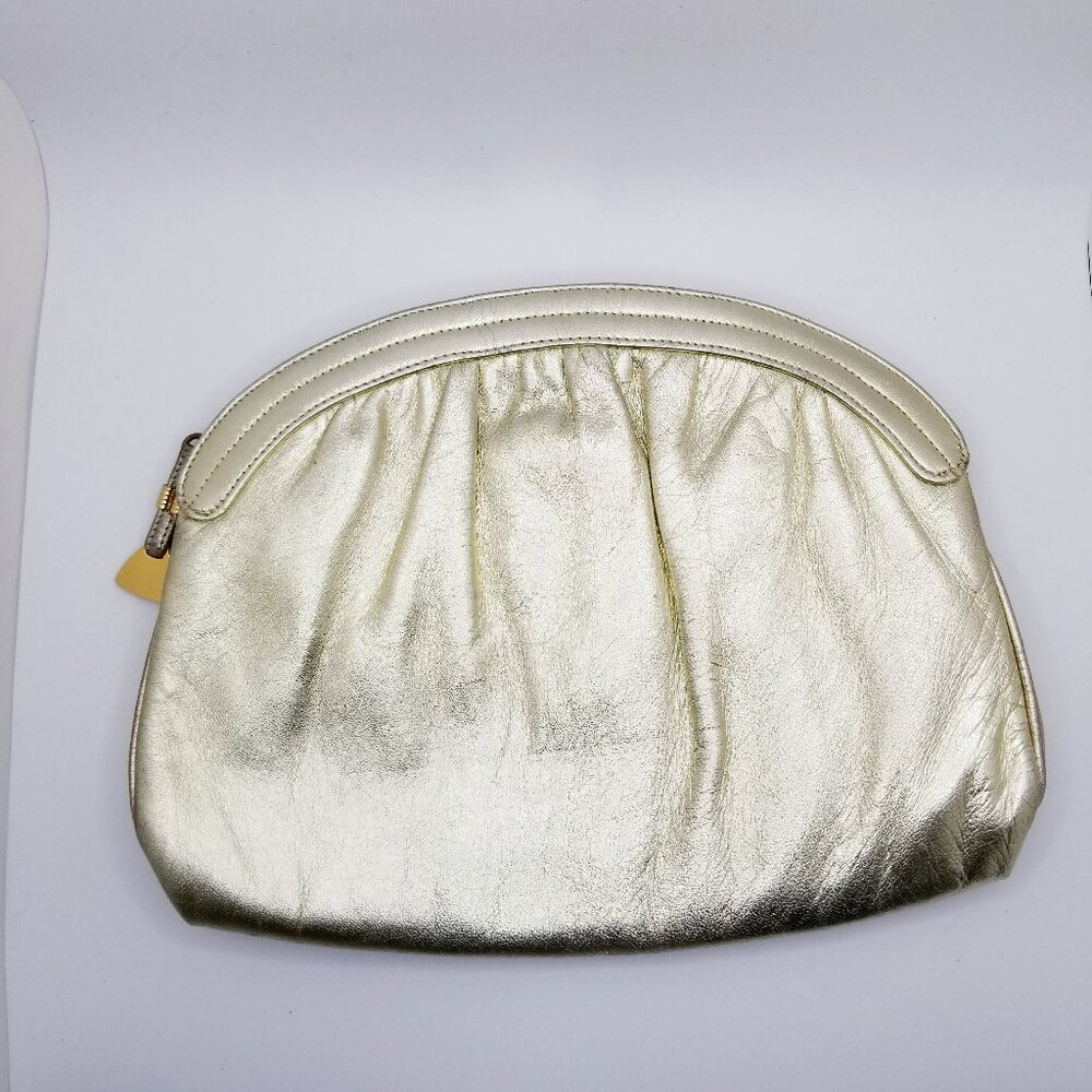80s Gold Leather MM Clutch